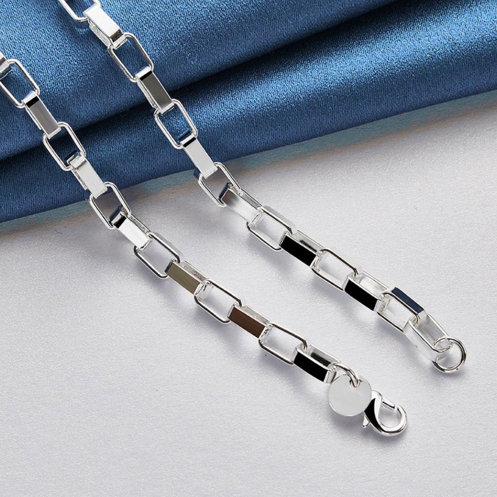 18 Inch Box Chain 4mm Wide, Stamped Solid 925 Sterling Silver! - Picture 6 of 7
